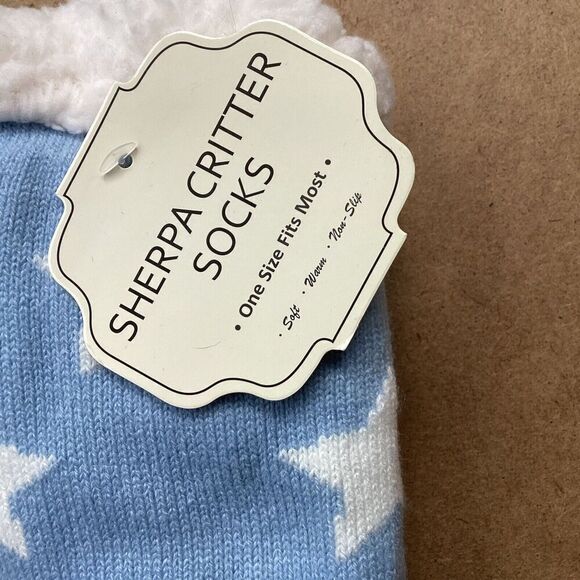 Sherpa Critter Socks New With Tag Dog And Star Design Slipper Socks - Picture 3 of 7